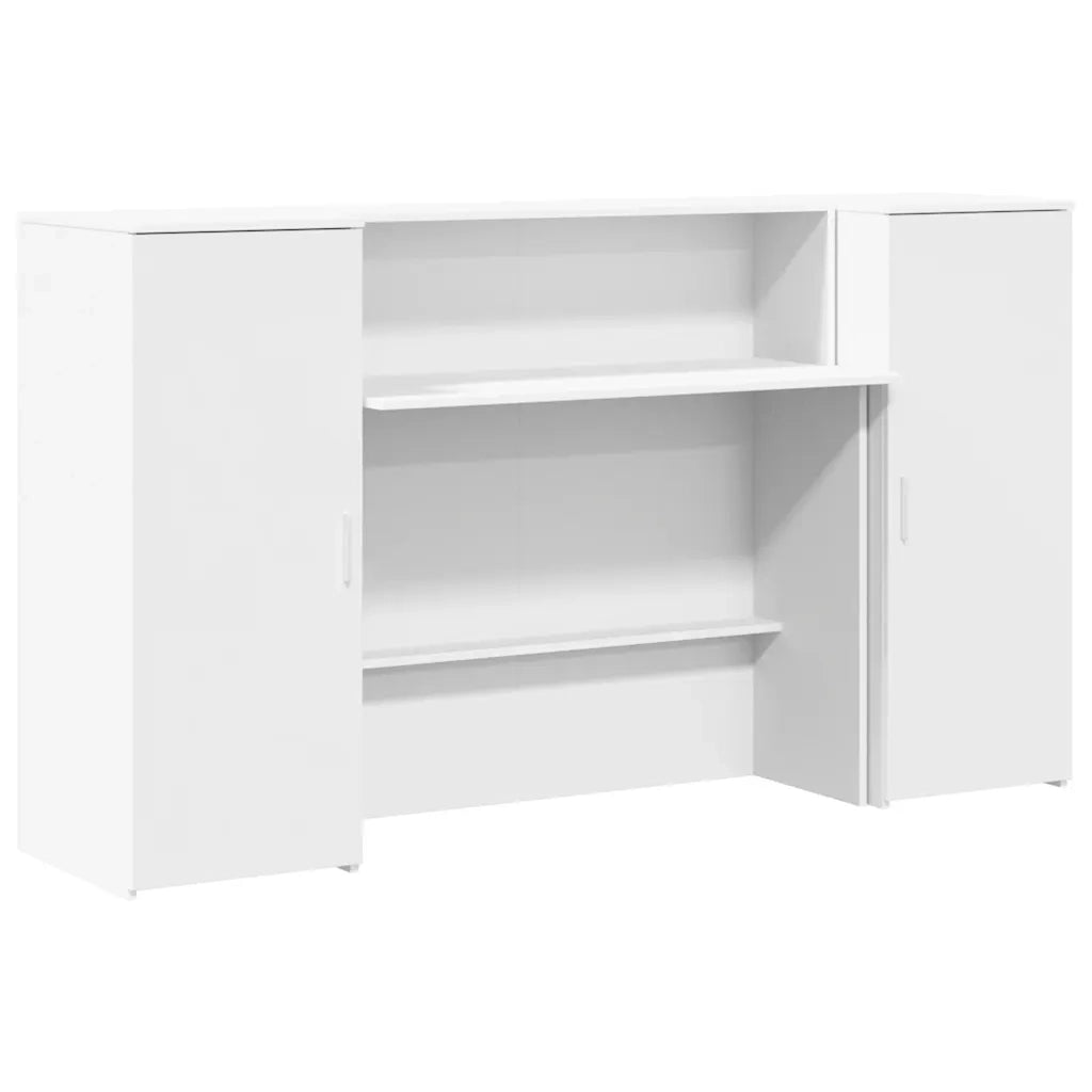 Scrivania | Tavolo da Ufficio per Reception Bianca 180x50x103,5 cm in Legno Massello