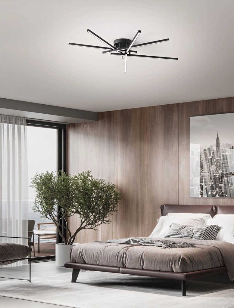PLAFONIERA IN ALLUMINIO COLORE NERA SYNCRO DIMMEREABILE  112,5CM LED 70W CCT 3000K 4000K 6000K 4900Lm