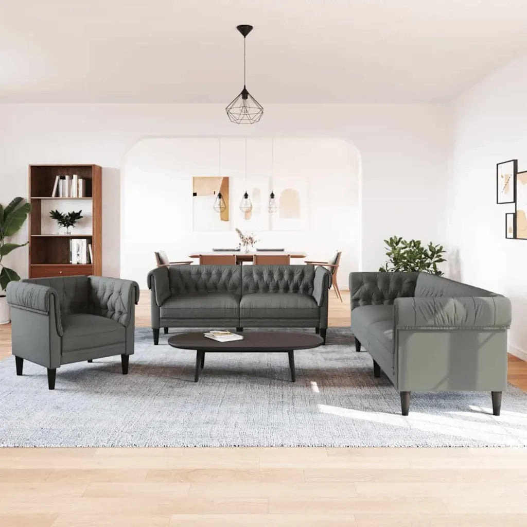 Divano per Soggiorno 3 pcs Grigio scuro 201,5 x 74,5 x 74,5 cm 3385859