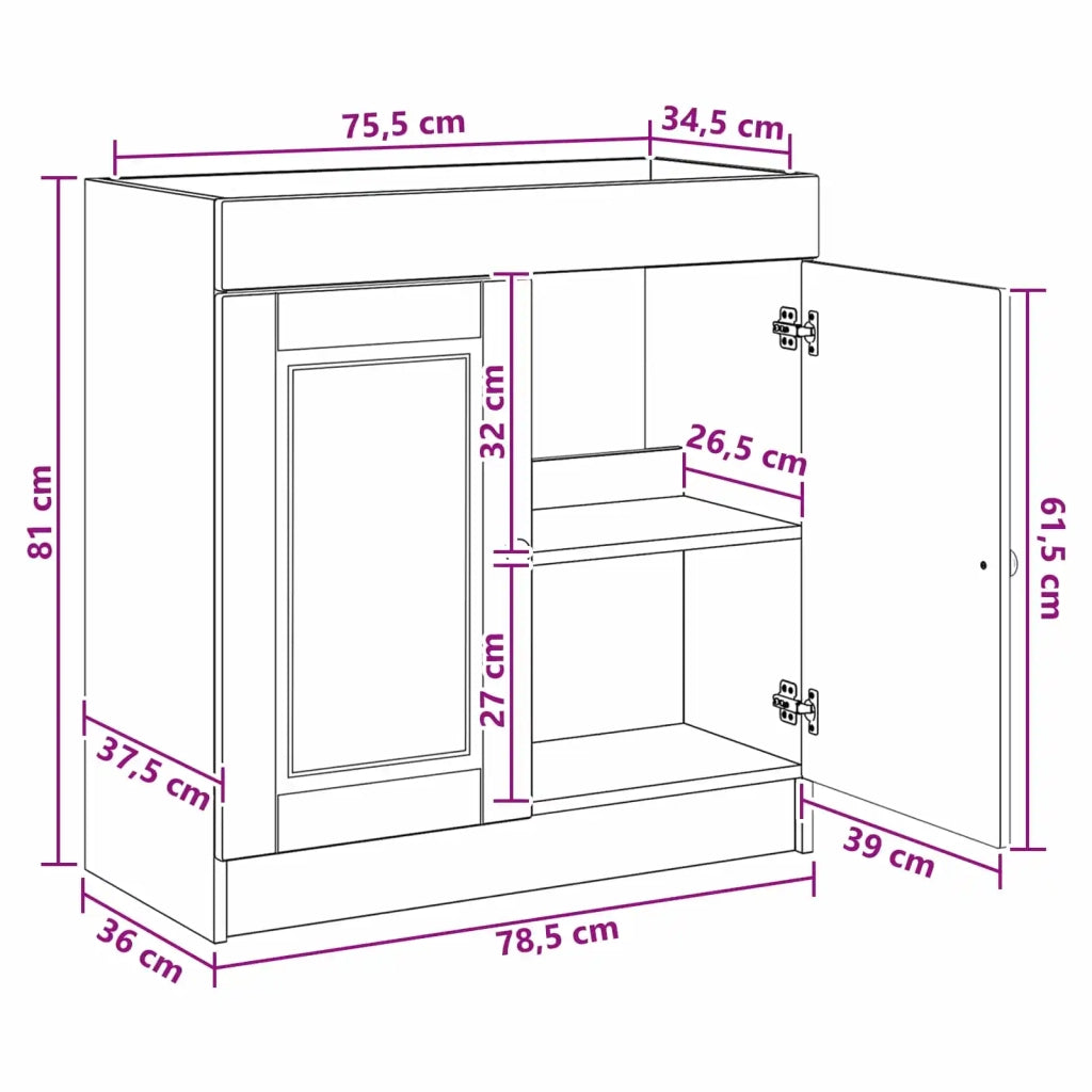 Mobiletto da bagno sotto il lavello Sonoma grigio 890080