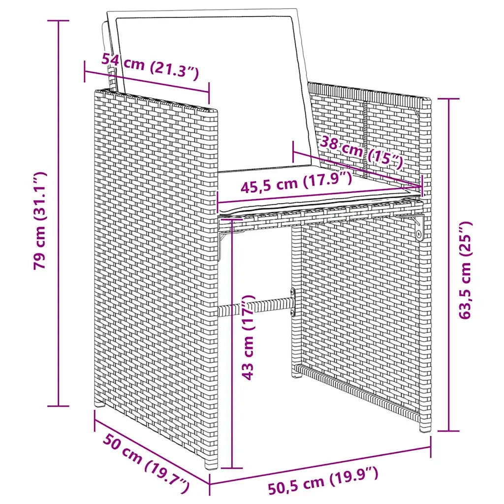 Set da Pranzo per Giardino 5 pcs Marrone polyrattan 3380698