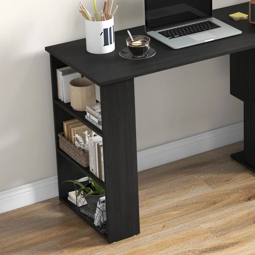 Scrivania angolare con libreria ¨C Minimal ¨C Nero 120x110x74,5 cm
