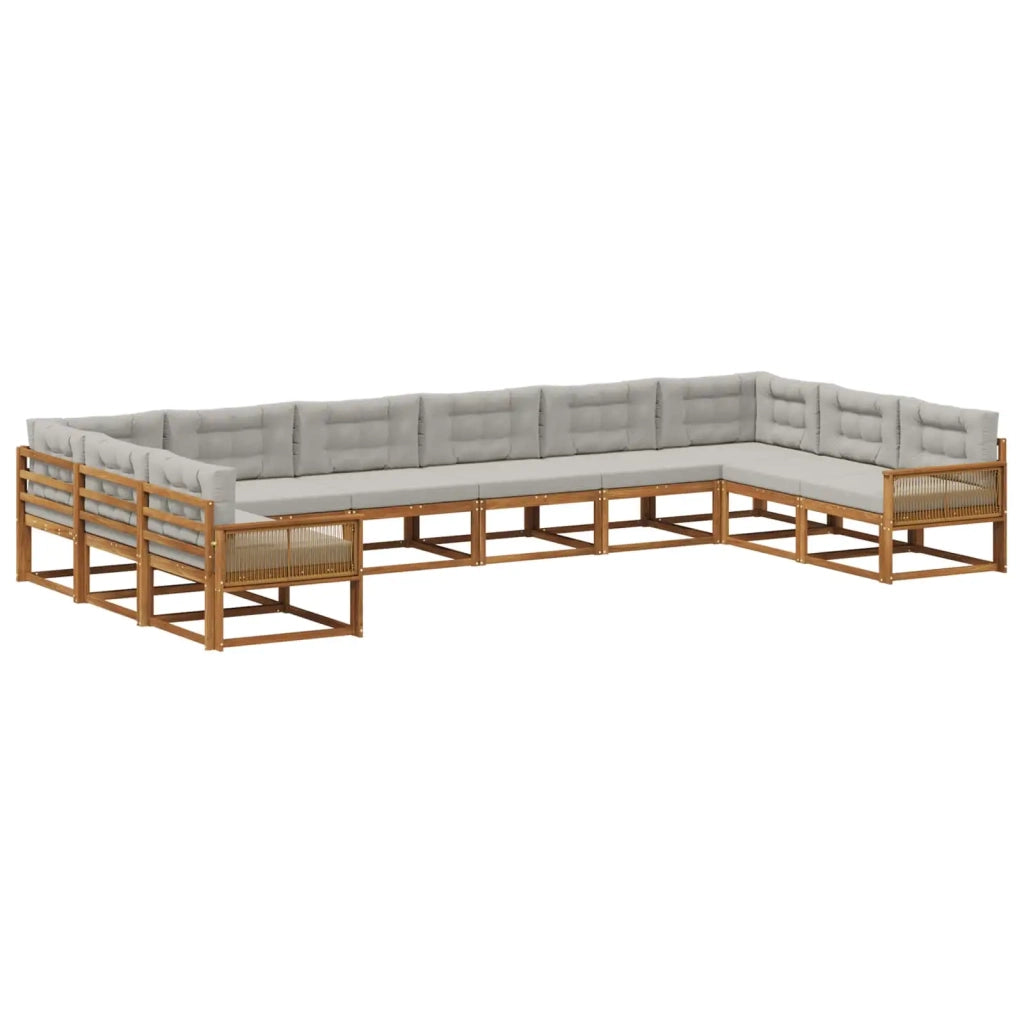 Set di divani da esterno 10 pcs Naturale e Grigio Chiaro 3382929