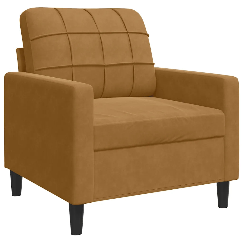 Set di Divani 3 pz con Cuscini e Rinforzi Marrone in Velluto 3278458
