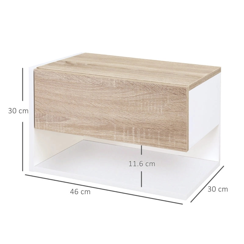Set 2 Comodini Sospesi 46x30x30 cm in Truciolato Rovere e Bianco