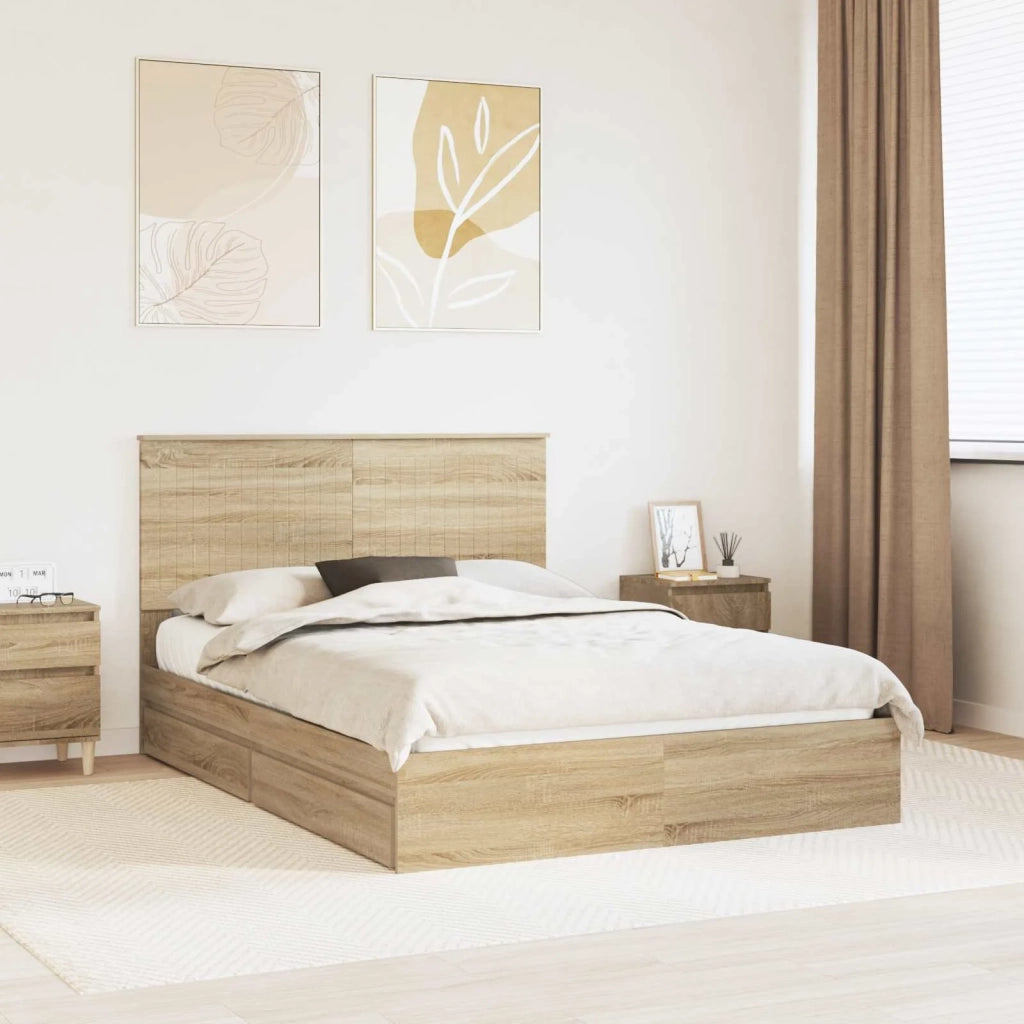Letto con Contenitore con testiera Rovere Sonoma 140 x 190 cm 3411210
