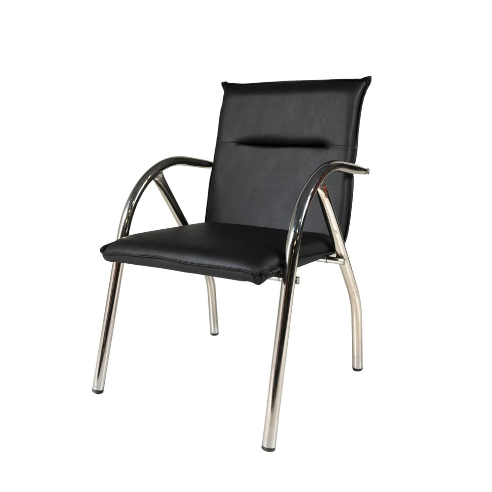 Sedia ufficio Karisma in ecopelle nera con base cromata