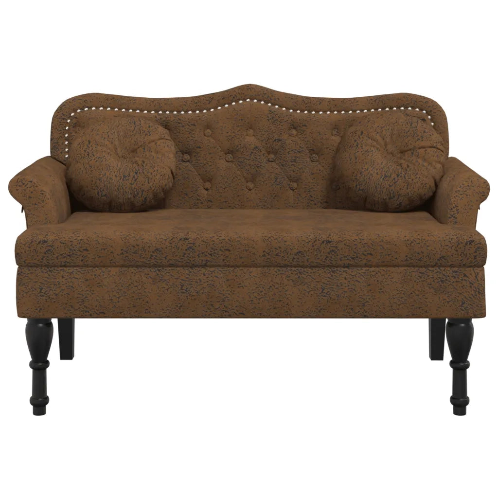 Panca con Cuscini-Sgabello-Divano Marrone 120,5x65x75 cm Similpelle Scamosciata