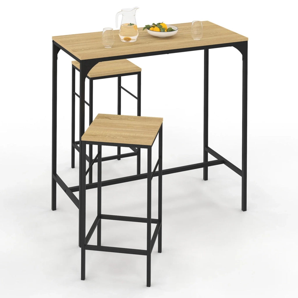 IDMarket - Tavolo alto da bar DETROIT e 2 sgabelli di design industriale