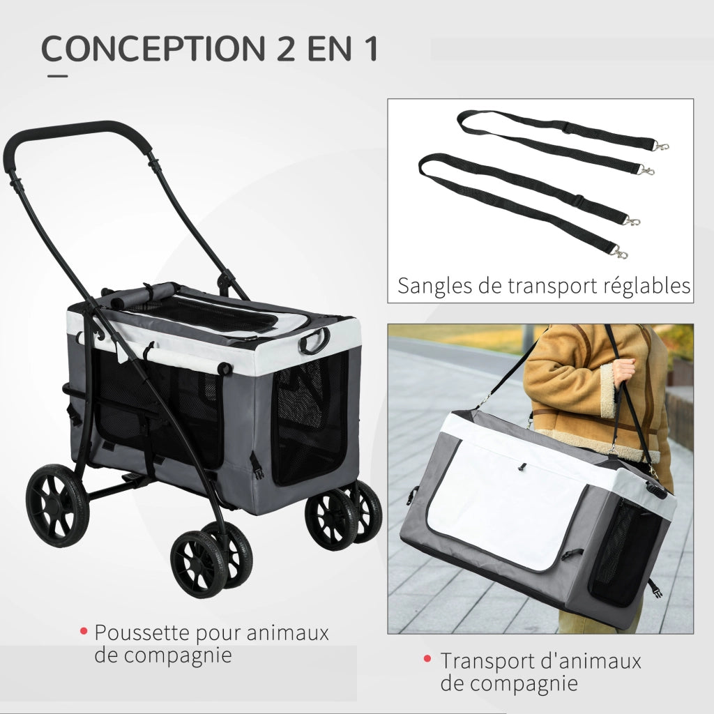 Trasportino per Animali Pieghevole ¨C Minimal ¨C Grigio 81x58x97.5 cm