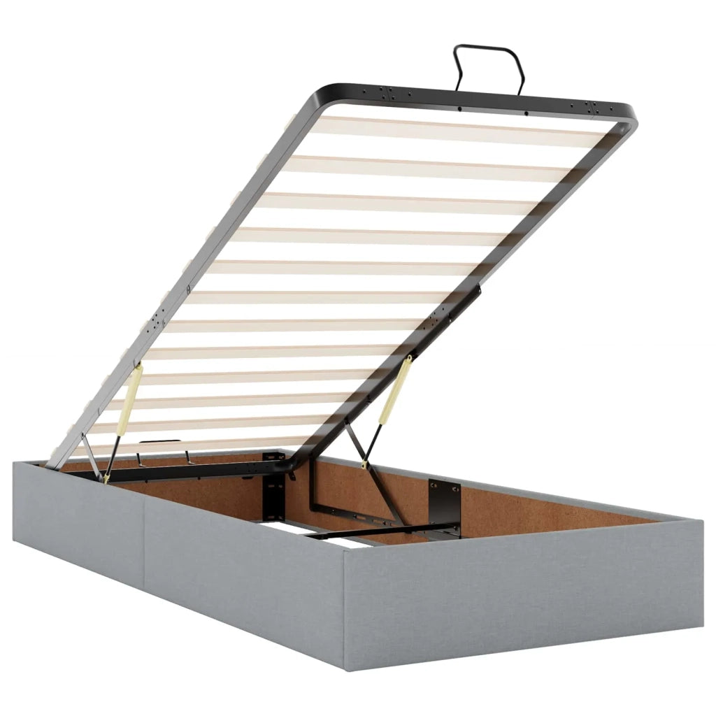 Letto Ottomano con Materasso e LED Grigio Chiaro 90 x 190 cm 3458034