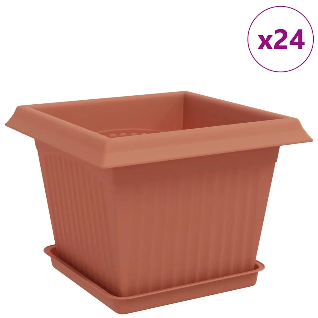 Fioriere | Cassetta per fiori | Vasi per Piante 24 pz Rosso Mattone 23 x 23 x 17,5 cm Plastica