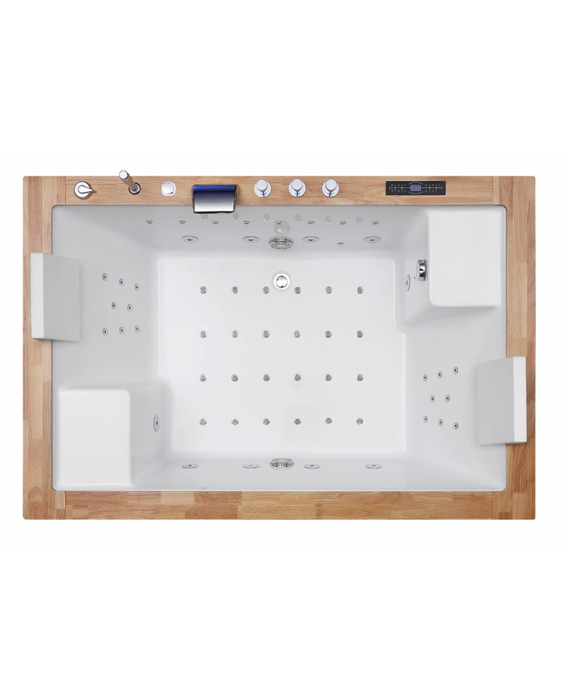 Vasca da Bagno Idromassaggio 180x120cm Top In Legno, Full Optional Zueva