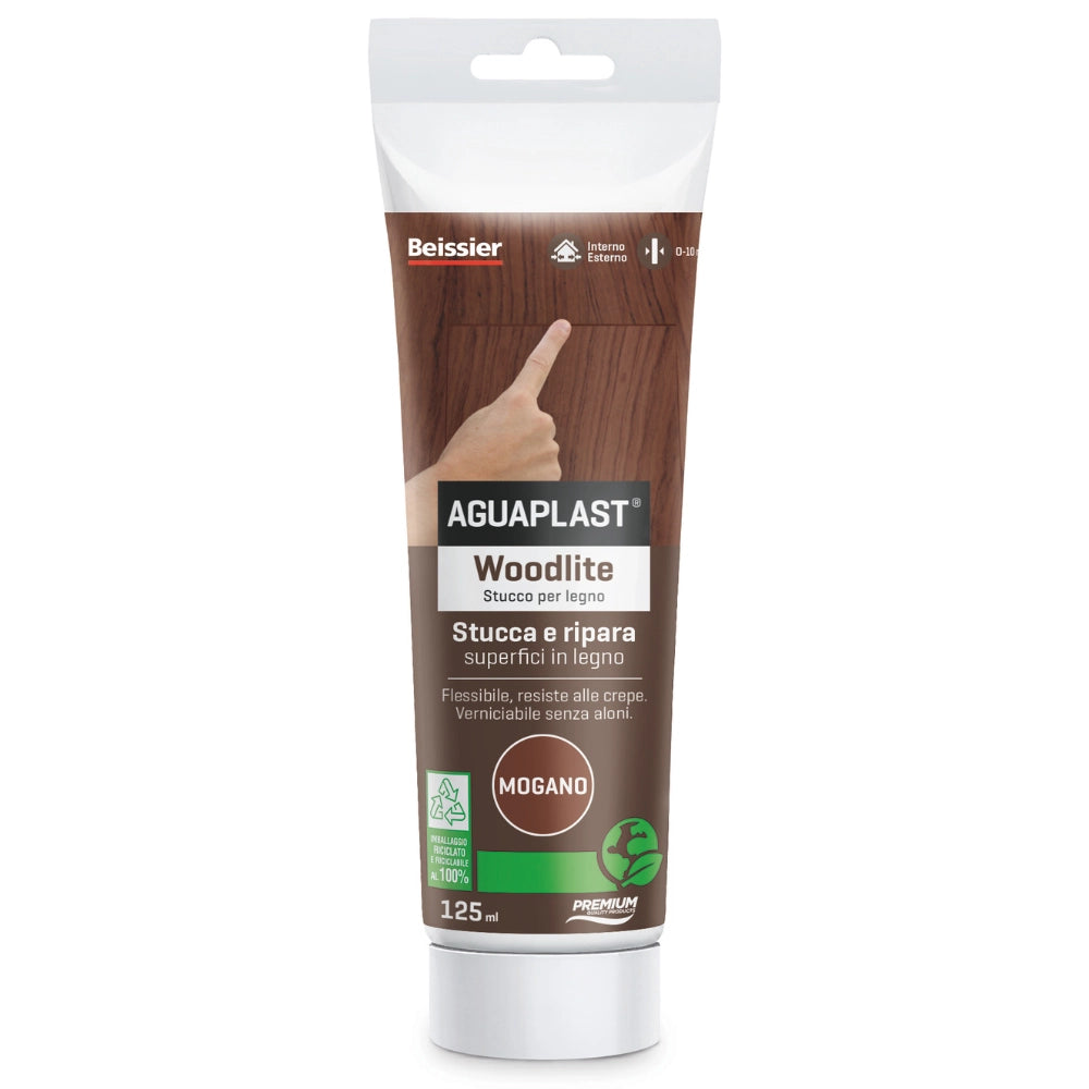 Aguaplast woodlite stucco per legno colorato pronto all’uso verniciabile 125 ml *** colore- mogano, confezione 1