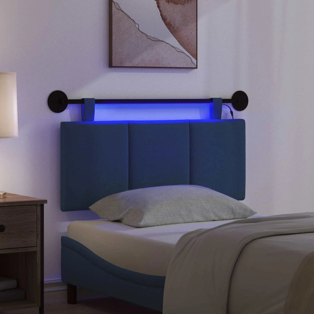 Testiera sospesa Con luce LED Blu Tessuto 3424771