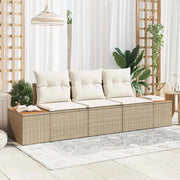 Set Divano da Giardino 3 pcs beige e panna Poly Rattan