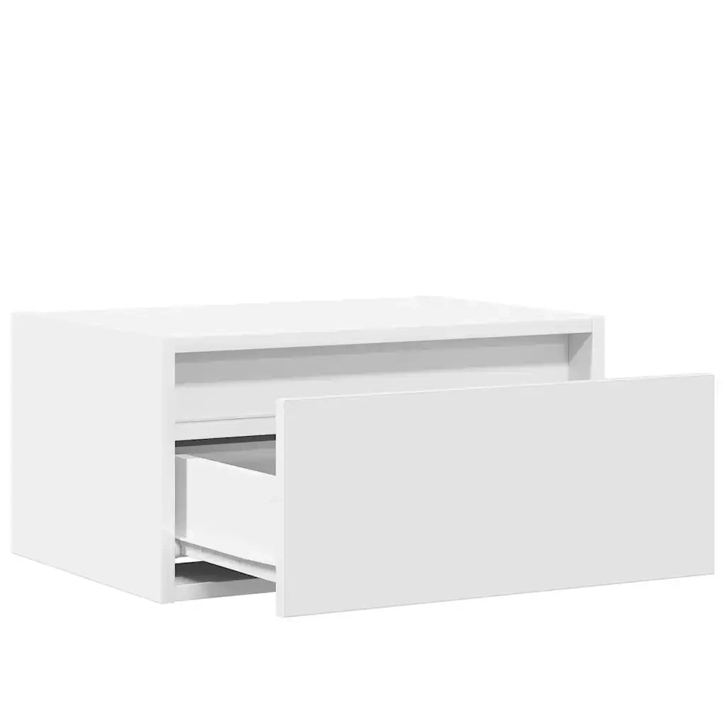 Comodino | Armadio da Notte | Mobiletto da notte a Parete con Luci LED Bianco
