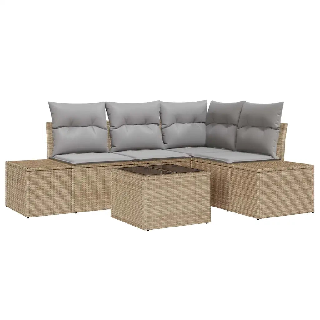 Set Divano da Giardino Beige e Grigio Chiaro polyrattan 3355719
