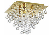 Plafoniera quadrata glamour oro cristalli 3xE14 Reality