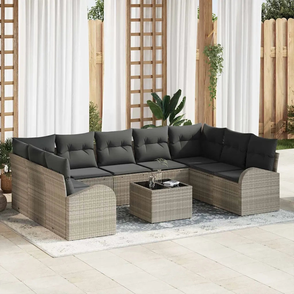 Set di divani 10 pcs Grigio chiaro Rattan in Polipropilene 3346212