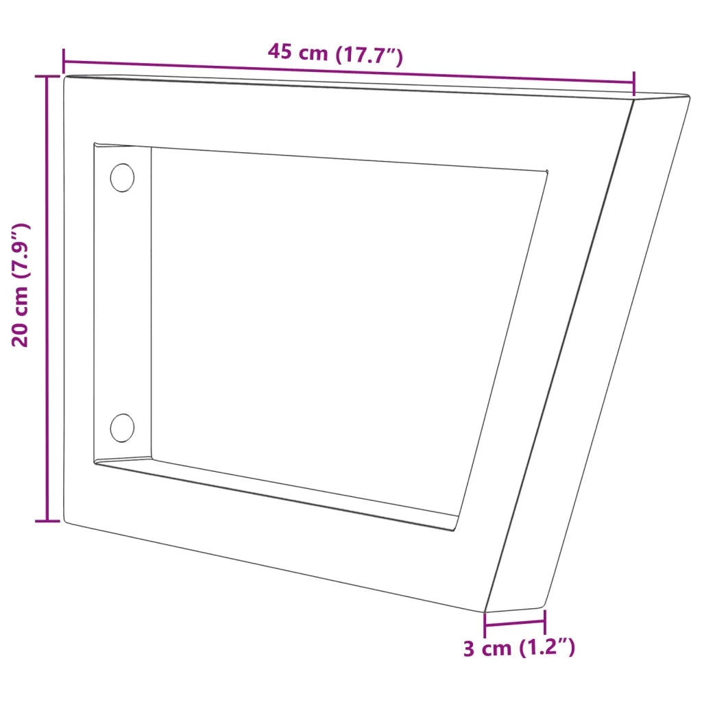 Reggimensole per Lavabo 2 pz Nere Trapezio in Acciaio CFW4490737