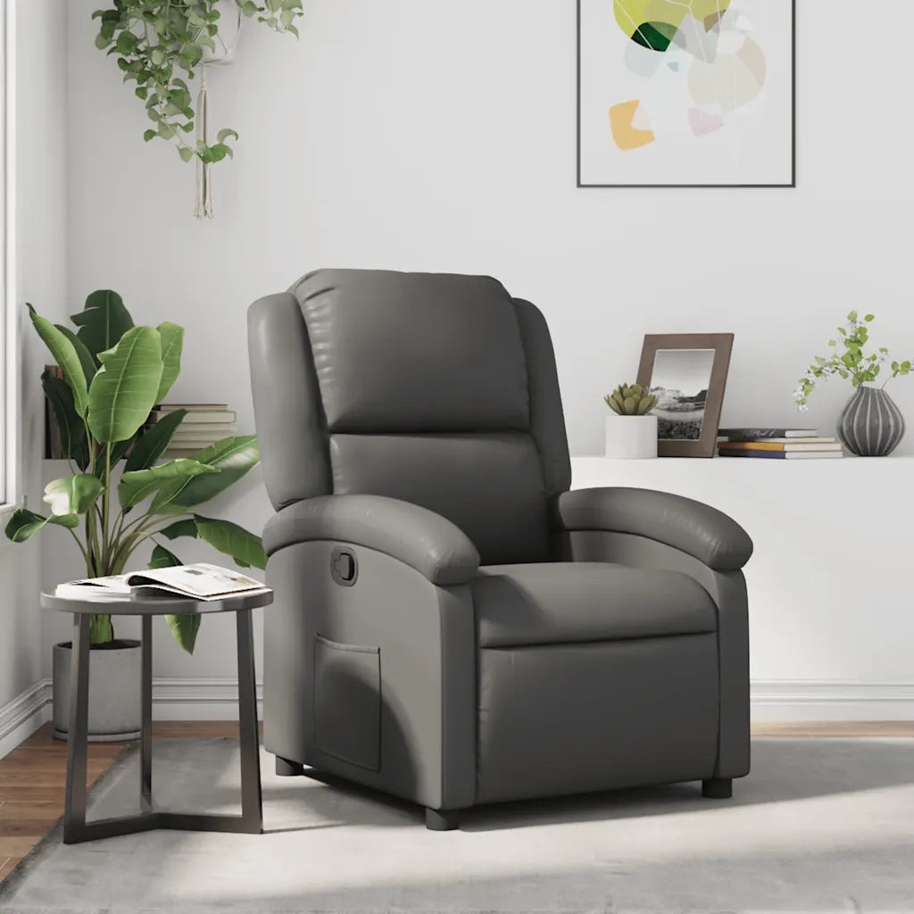 Poltrona | Sedia Relax Reclinabile Grigia in Similpelle