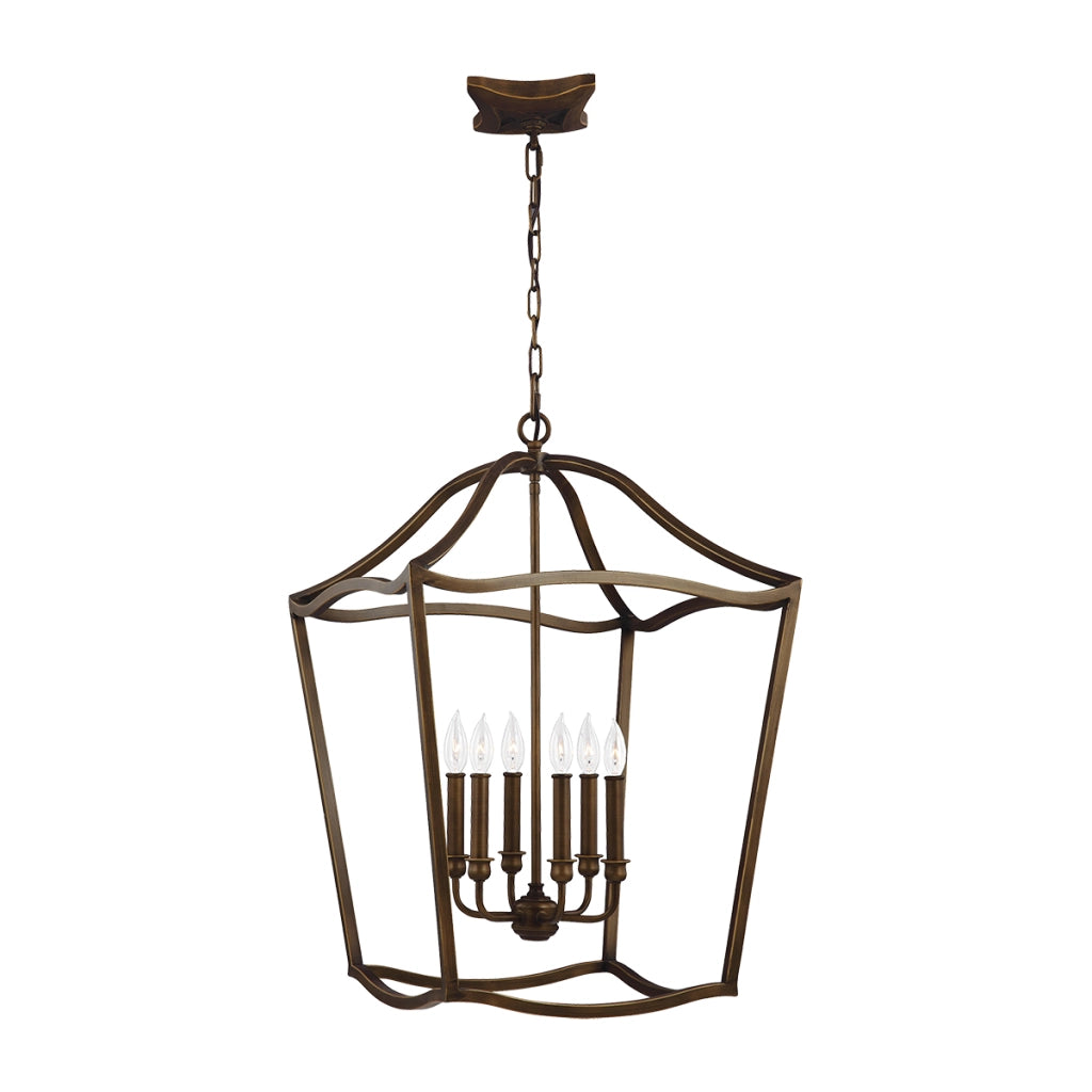 Lampadario Yarmouth rustico ottone anticato 6xE14 Feiss