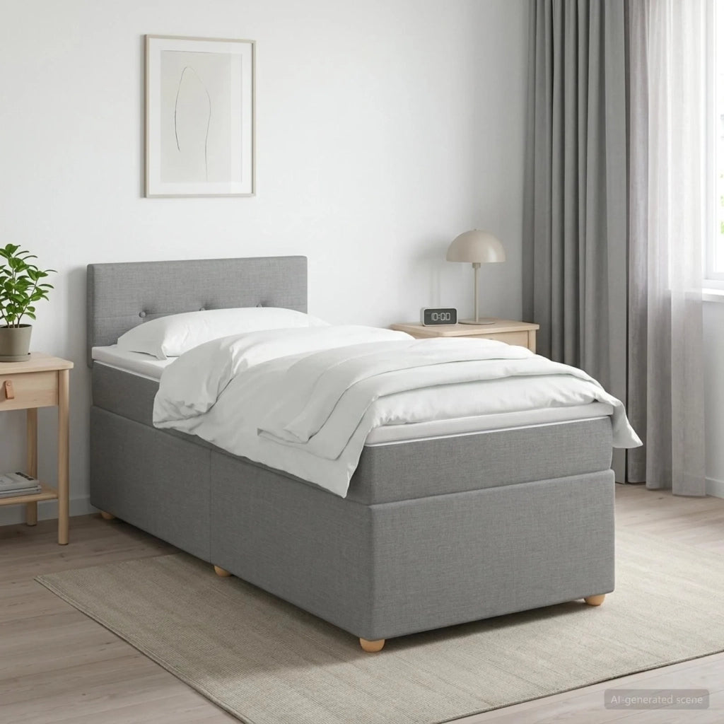 Letto box spring con materasso Grigio Chiaro 90 x 190 cm 3451051