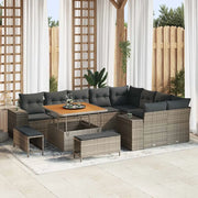 Set Divano da Giardino con cuscino 12 pcs Grigio polyrattan 3362038