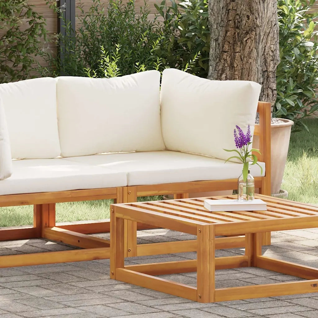 Divano Angolare Modulare Cuscini Bianco Crema Massello d'Acacia