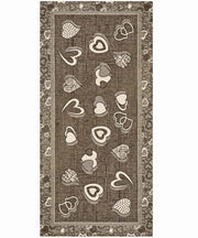 Tappeto LOVELY marrone fango cm.55x115 moderno cuori, passatoia cucina multiuso lavabile antiscivolo
