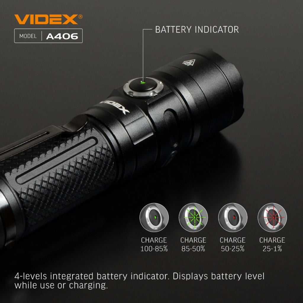 Torcia tattica LED Videx VLF-A406 4000lm IP68 USB-C