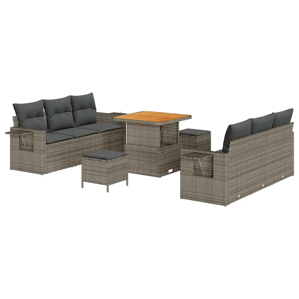 Set Divano da Giardino con cuscino 9 pcs Grigio polyrattan 3361698