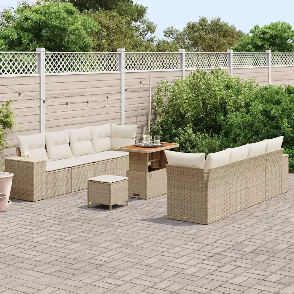 Set Divano da Giardino con cuscino 11 pcs Beige polyrattan 3361981
