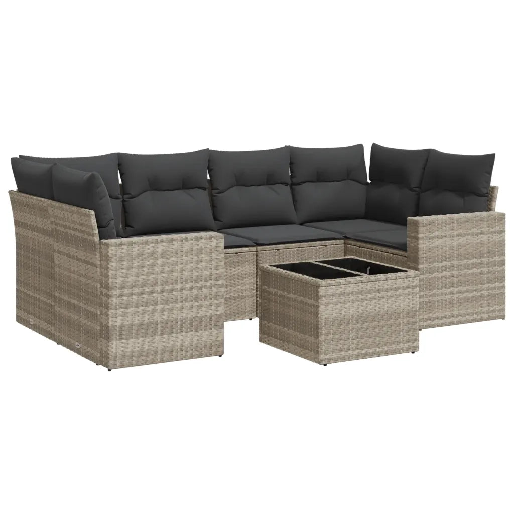 Set Divani da Giardino 7pz con Cuscini Grigio Chiaro Polyrattan 3218712
