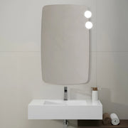 Specchio da parete con due LED 60x100 a filo lucido con angoli arrotondati – Aurea