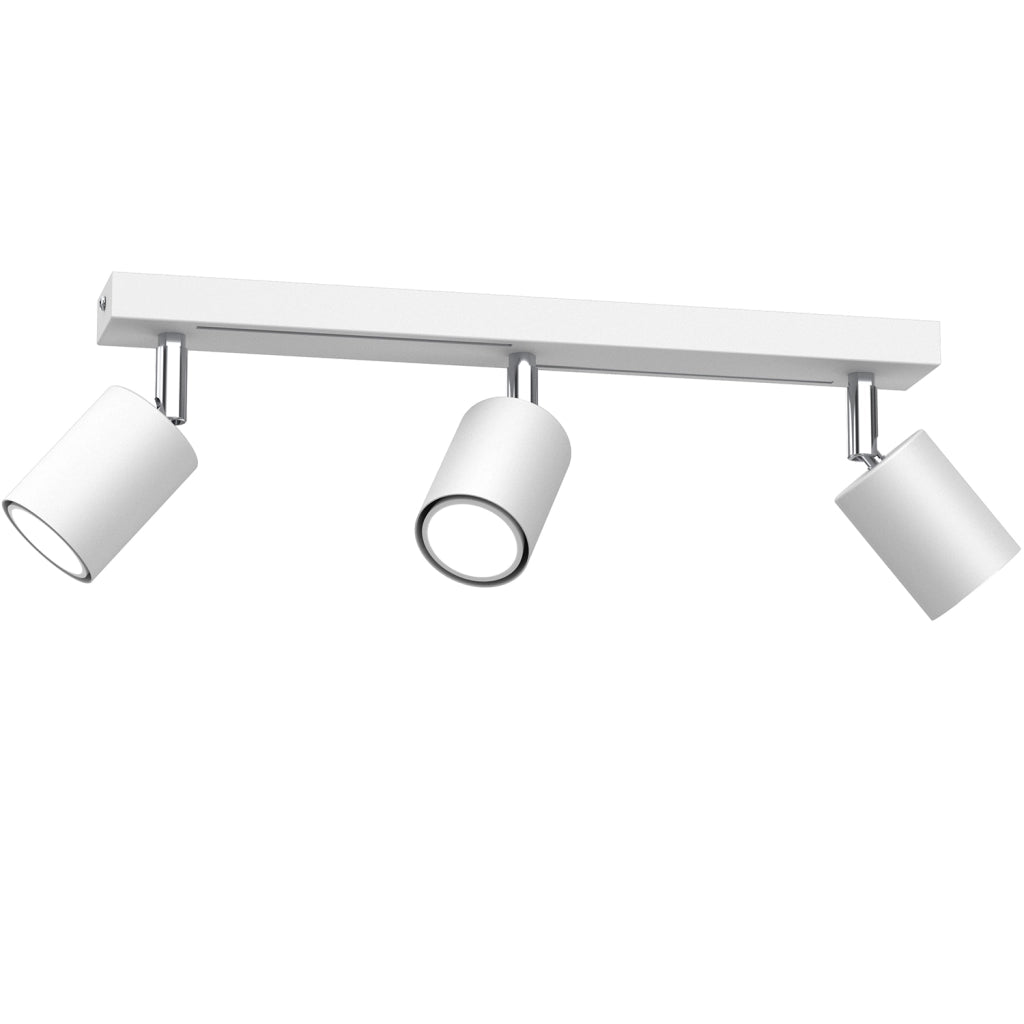 Barra soffitto 3 spot orientabili bianco/cromo GU10 8W
