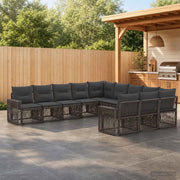 Set Divano da Giardino 11 pz Grigio e Grigio Scuro polyrattan 3435263