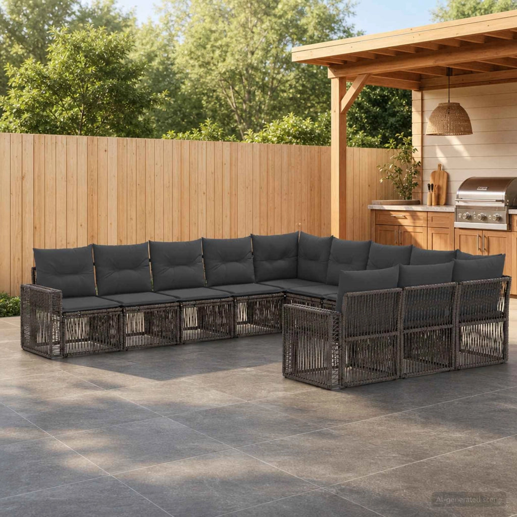 Set Divano da Giardino 11 pz Grigio e Grigio Scuro polyrattan 3435263