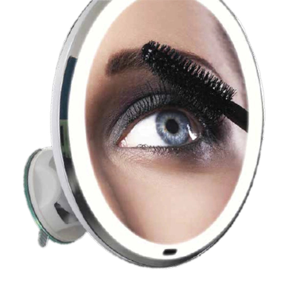Specchio ingranditore 10x a Led, orientabile a 360° con ventosa
