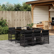 Set da Pranzo da Giardino 7 pz Nero con Cuscini in Polyrattan 3210907