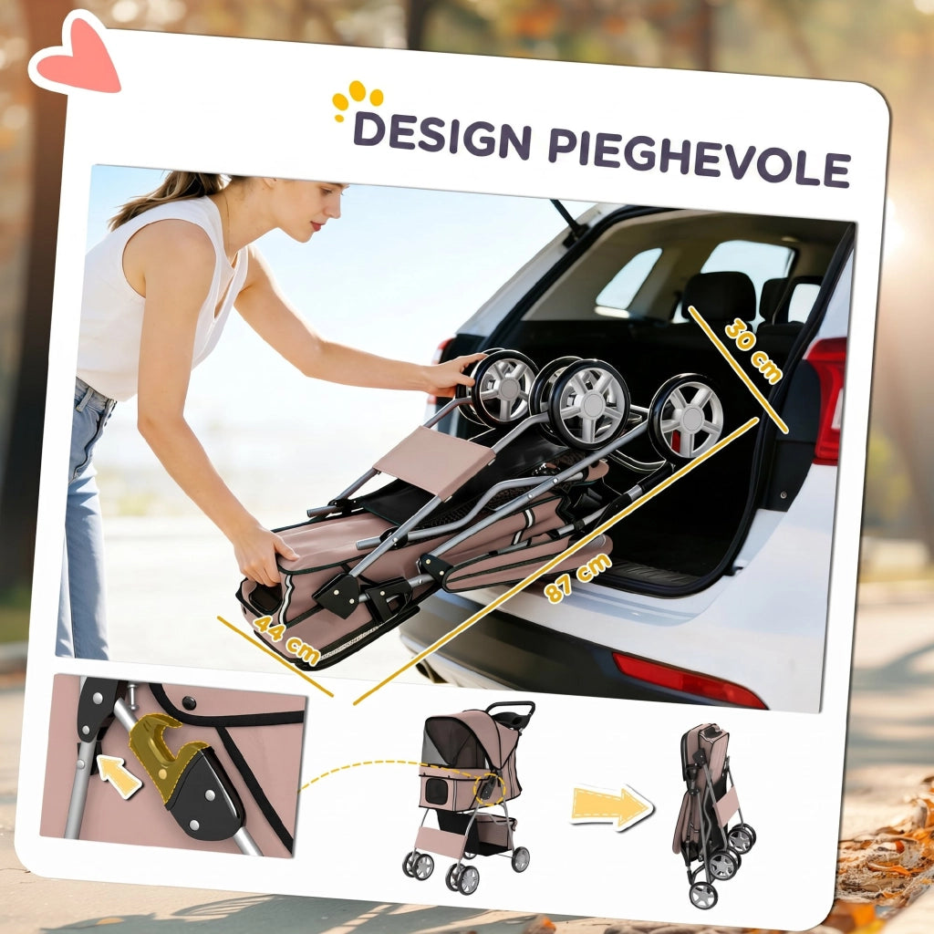 Cuscino Lavabile per Passeggino Cani ¨C Minimal ¨C Grigio