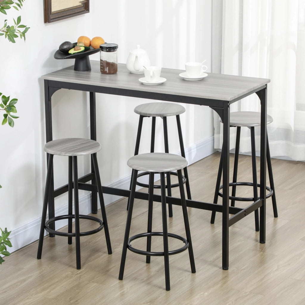 Tavolo da bar con 4 sgabelli ¨C Minimal ¨C grigio e nero, metallo