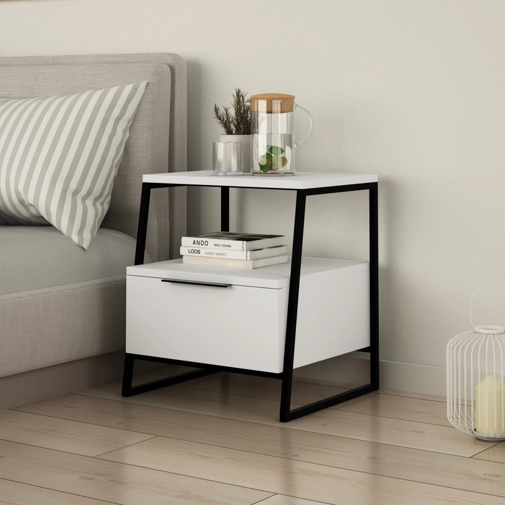 Comodino in legno "Pal" - 45 x 40 x 50 cm - Bianco