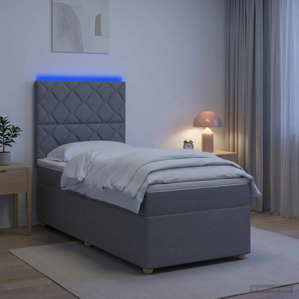 Letto box spring con materasso Grigio Chiaro 100 x 200 cm 3455287