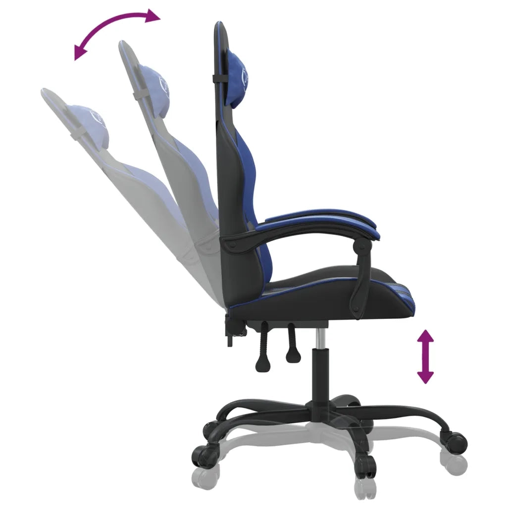 Sedia da Gaming Girevole Nero e Blu in Similpelle 349591