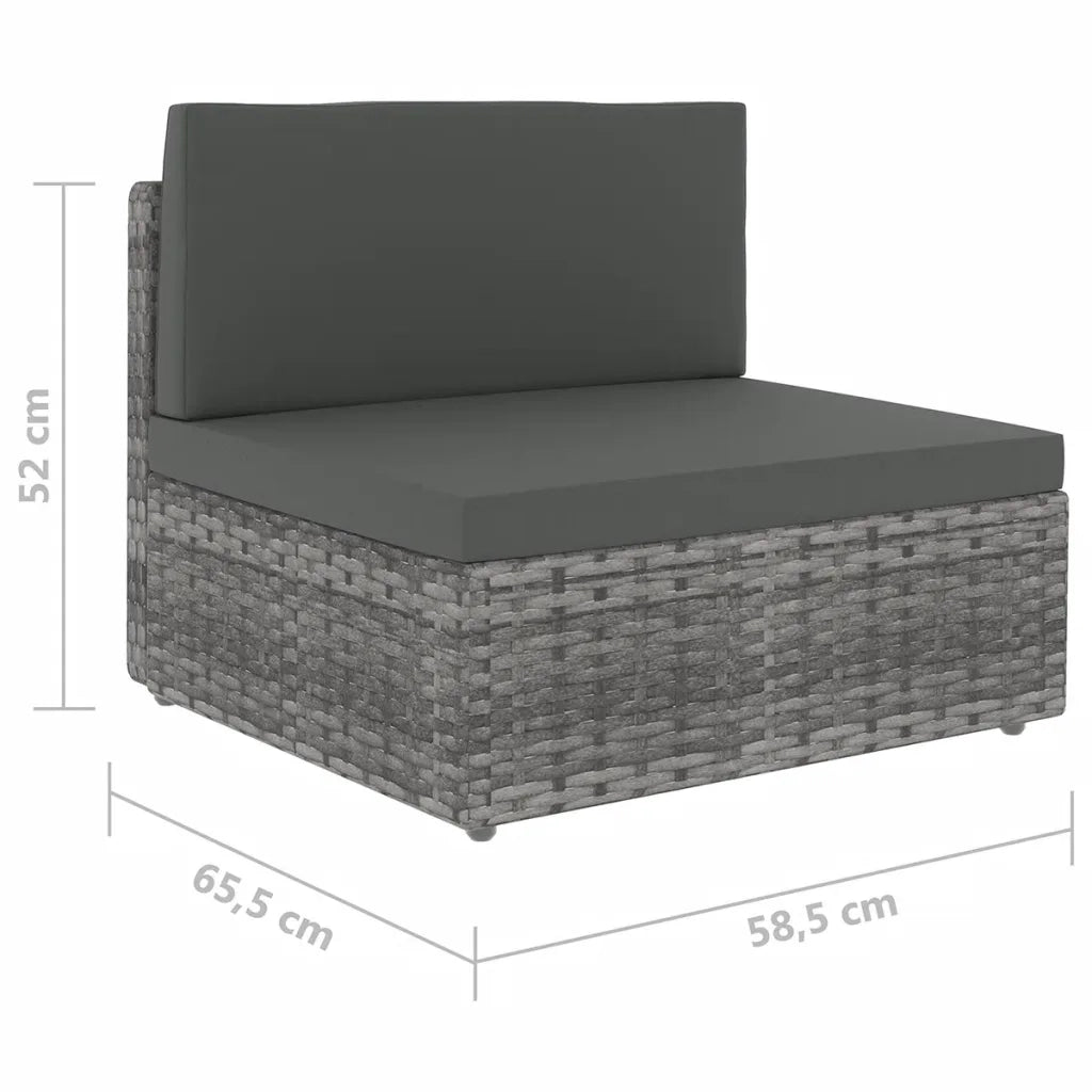 Set Divani da Giardino 9 pz con Cuscini in Polyrattan Grigio 3067184
