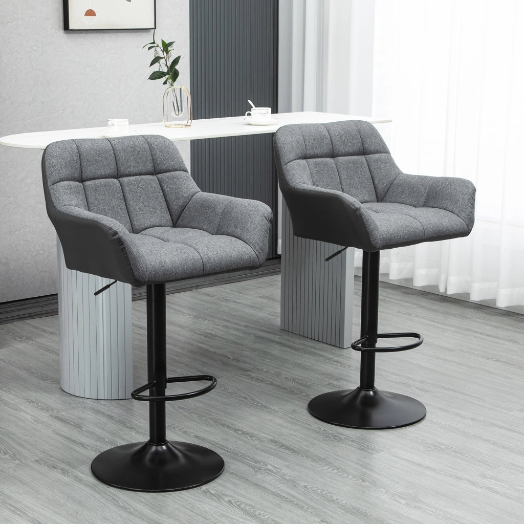 Sgabelli da Bar Set 2 Pezzi Retr¨° Altezza Regolabile Similpelle Grigio e Nero ¨C zephmum