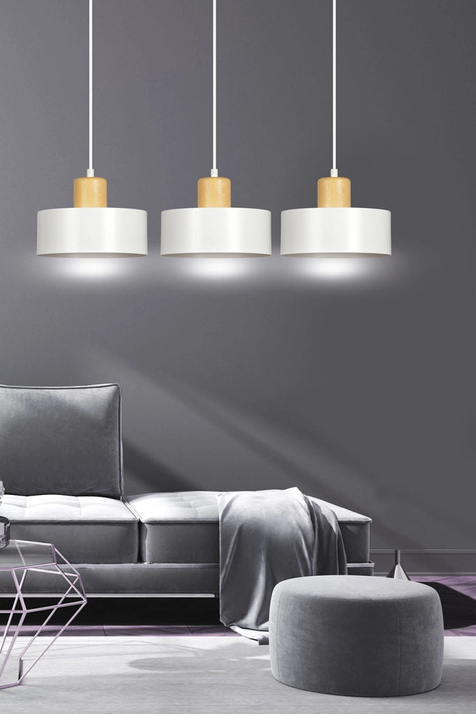 Lampadario Emibig TORIN 3, 3xE27 bianco legno chiaro