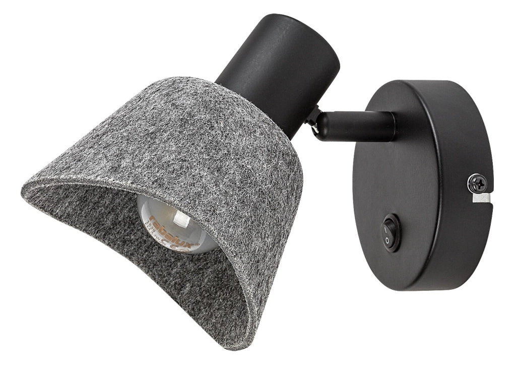 Applique Rabalux Farelia feltro grigio nero orientabile E14